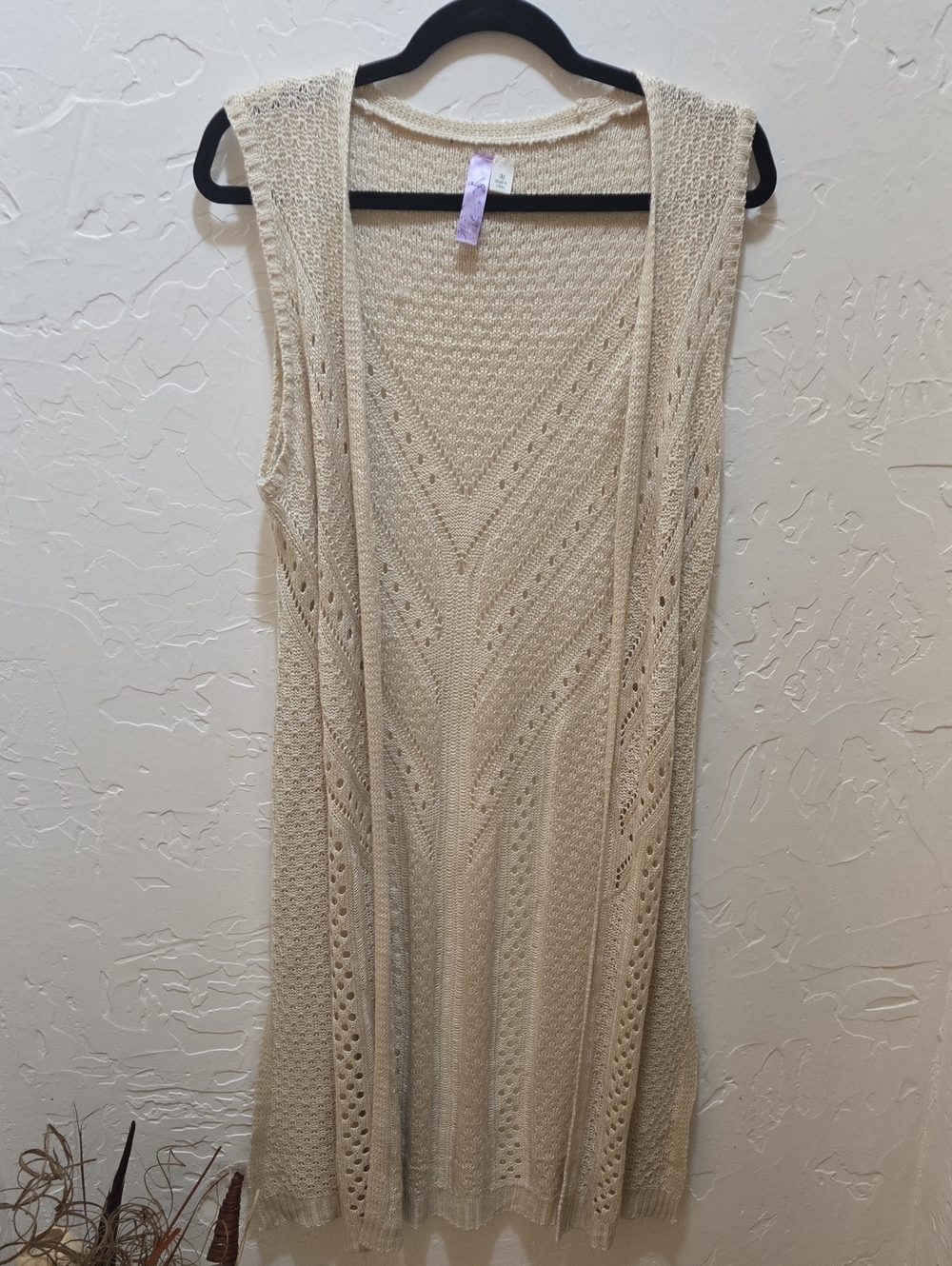 Alya Cream Open-Knit Sleeveless Vest